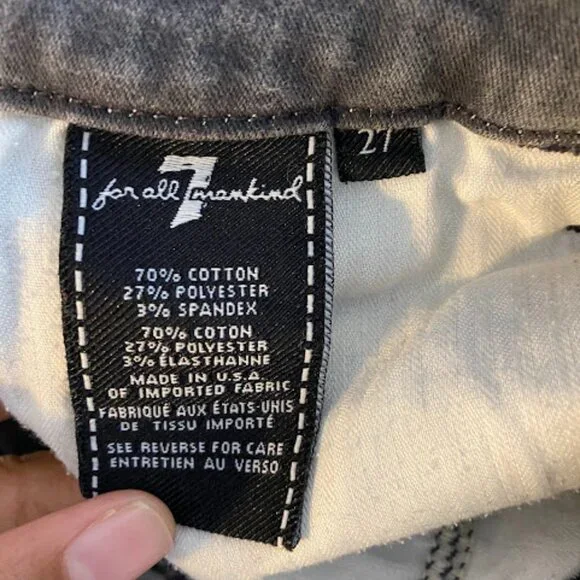 7 For All Mankind The High Waist Washed Black Women's Ankle Skinny Jeans Size 27 - Picture 11 of 12